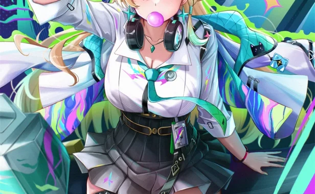 鸣潮 琳奈 短裙 泡泡糖 游戏壁纸 手机壁纸 1080P